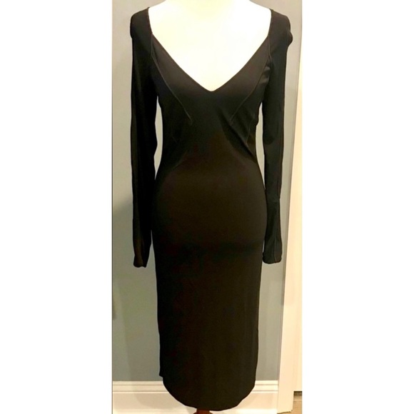 Yves Saint Laurent Dresses & Skirts - 🖤Yves Saint Laurent Formal Black Goth Body Con Midi Jersey Dress Size Medium🖤